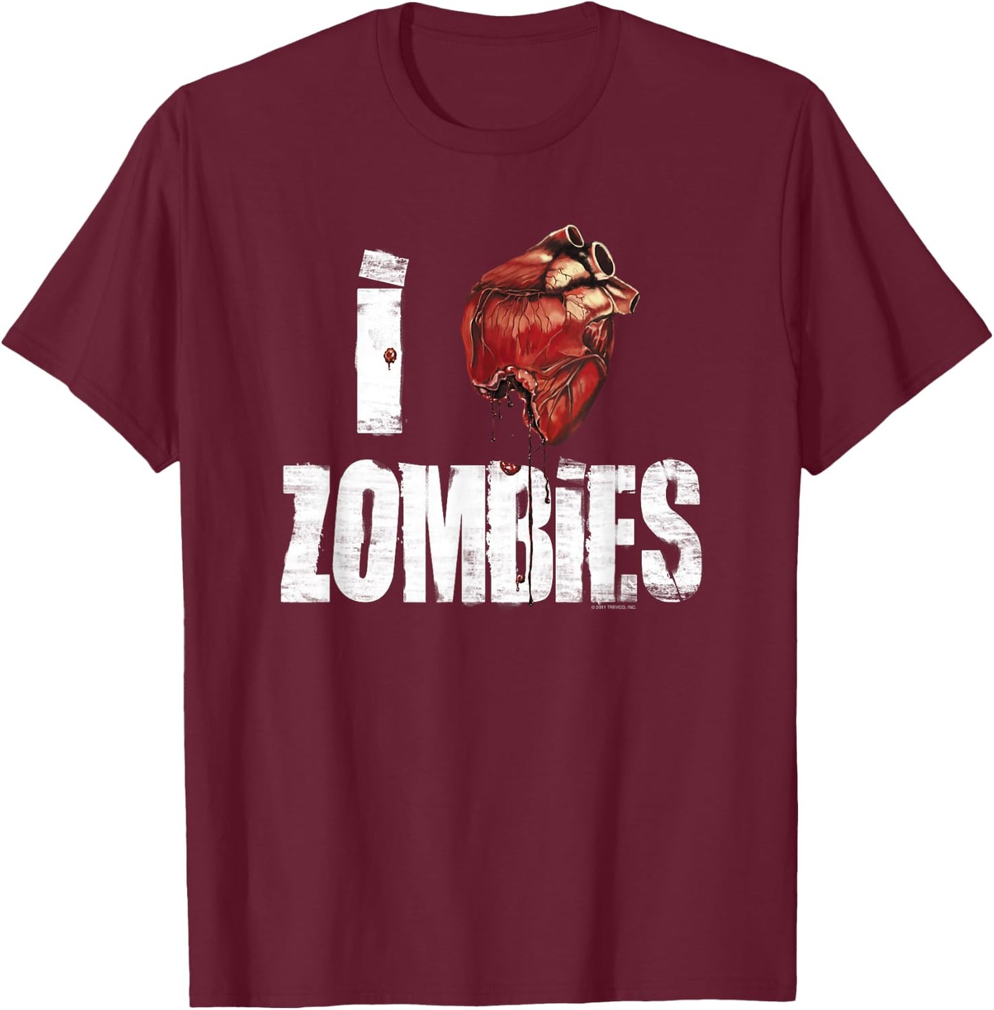 I Heart Zombies Adult T-Shirt - T-Shirt | Maroon