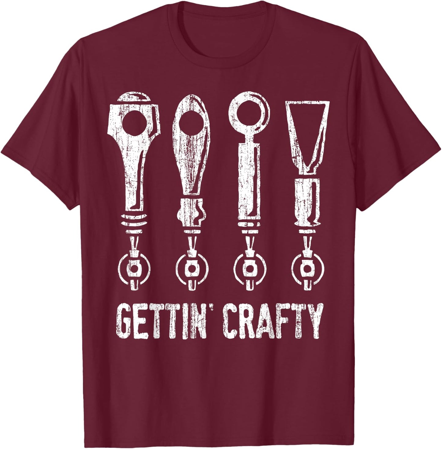 Gettin' Crafty Beer Taps T-Shirt - T-Shirt | Maroon
