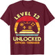Official Teenager 13th Birthday Boy Shirt Level 13 Unlocked T-Shirt - T-Shirt | Maroon