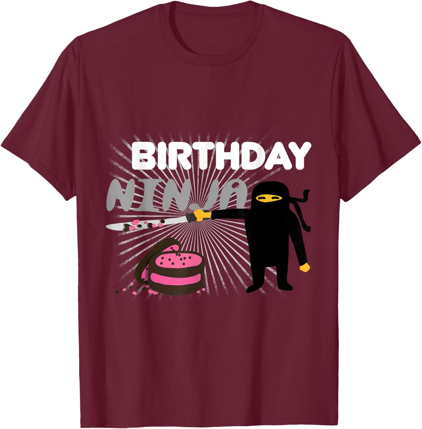 Birthday Party Ninja - Funny Cool Martial Arts Gift T-Shirt - T-Shirt | Maroon