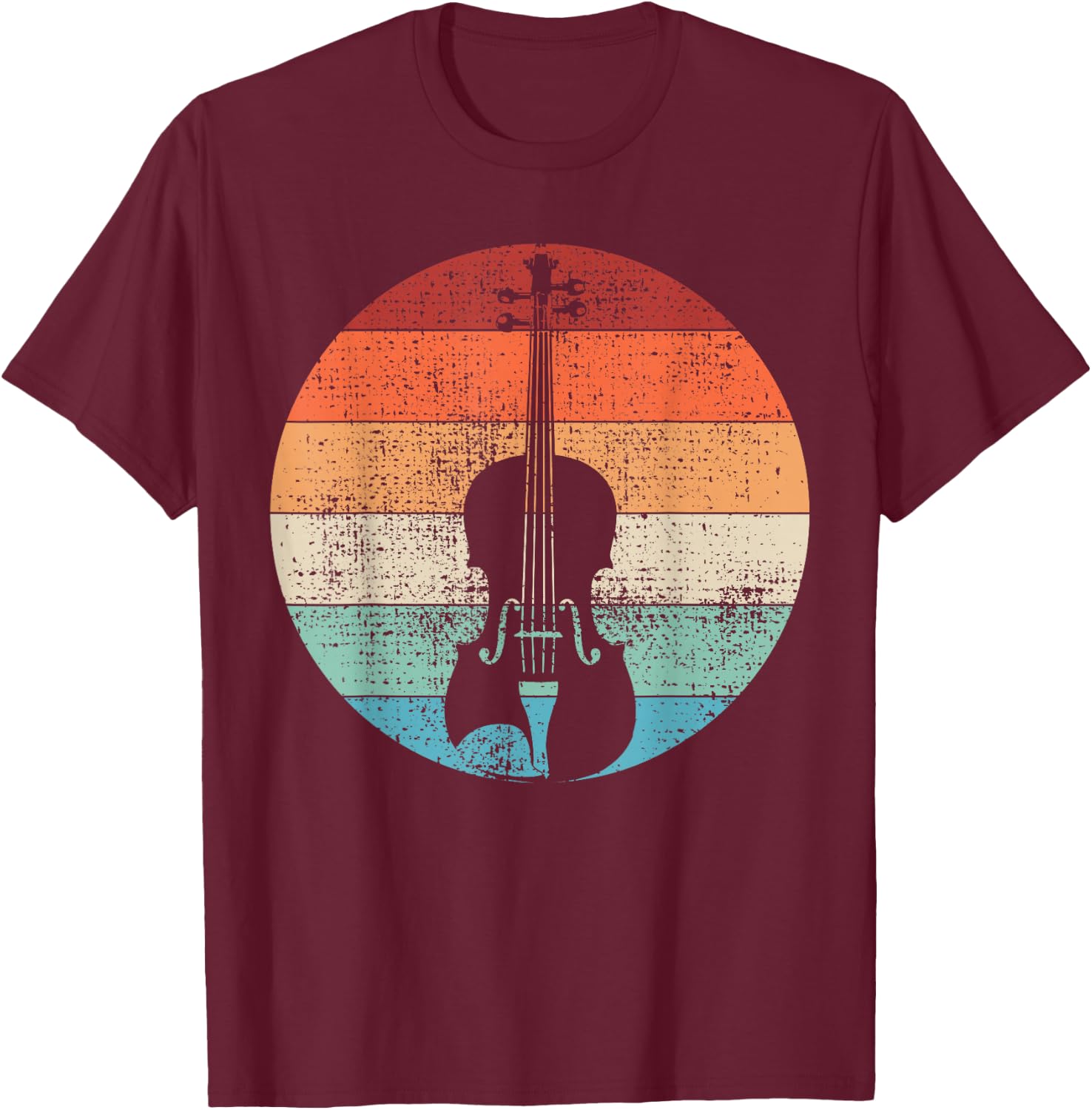 Violin Violinist Musical Instrument Retro T-Shirt - T-Shirt | Maroon