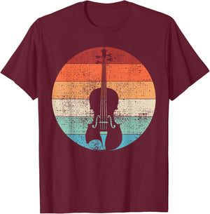 Violin Violinist Musical Instrument Retro T-Shirt - T-Shirt | Maroon