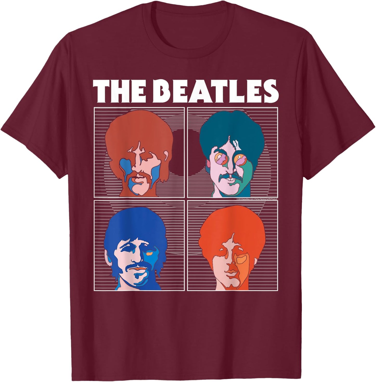 The Beatles - Pop Art Head Shots T-Shirt - T-Shirt | Maroon