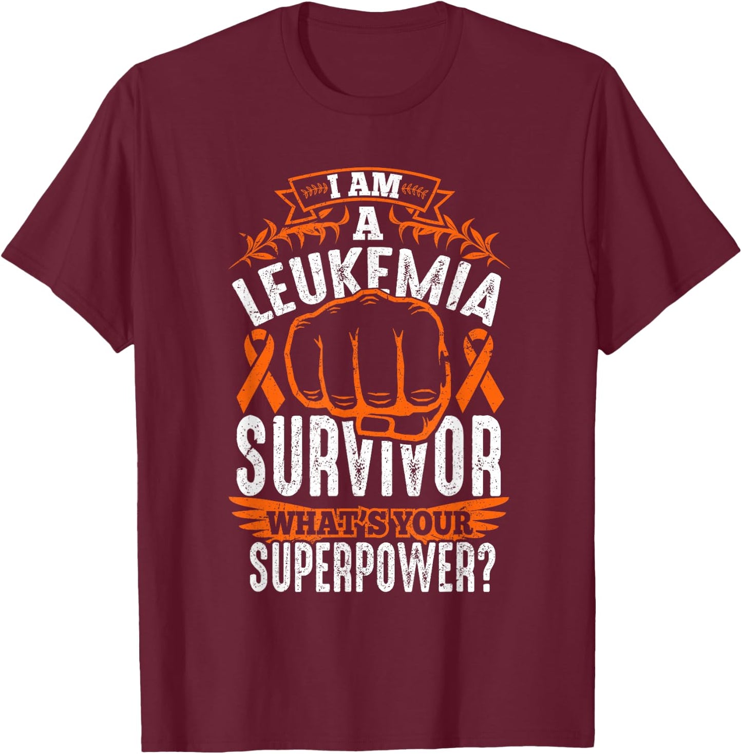 Leukemia Cancer Survivor Awareness Ribbon Gifts T-Shirt - T-Shirt | Maroon