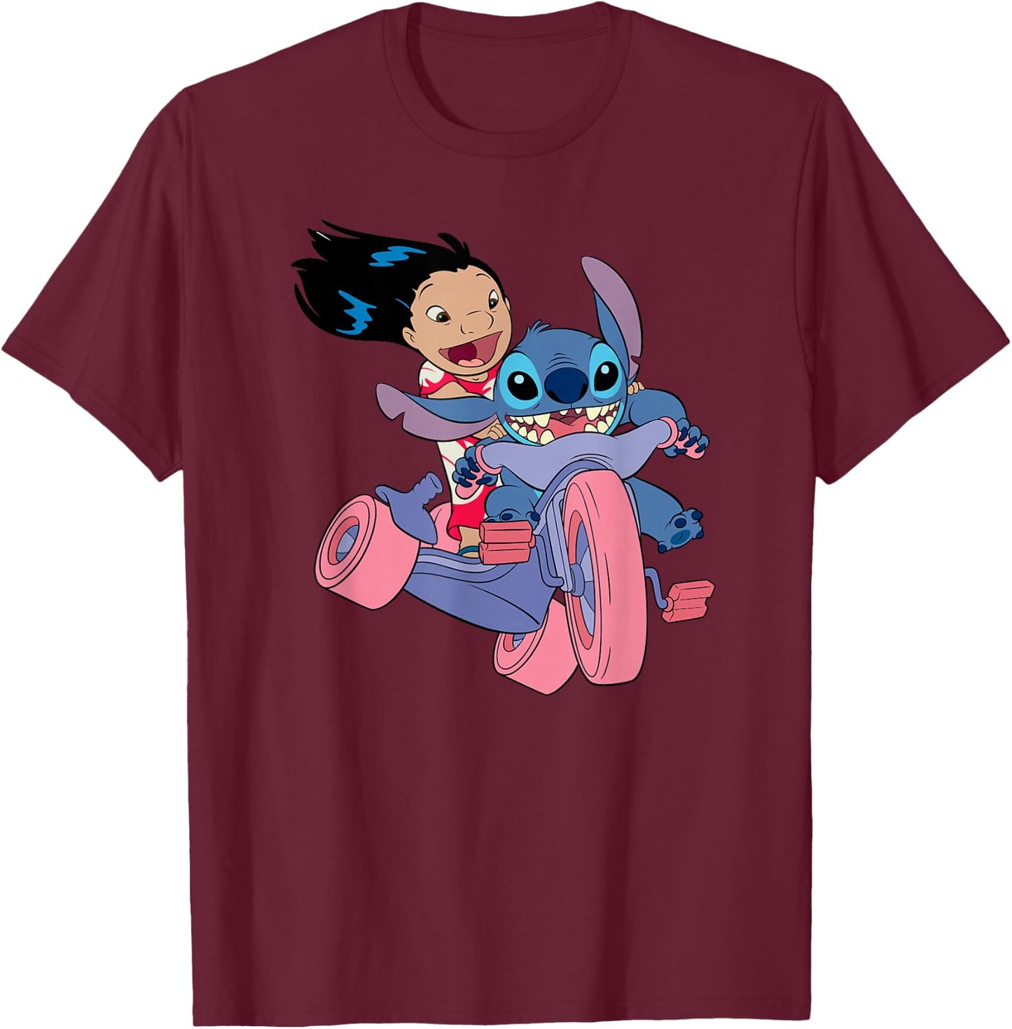 Disney Lilo & Stitch Bike Adventure T-Shirt - T-Shirt | Maroon