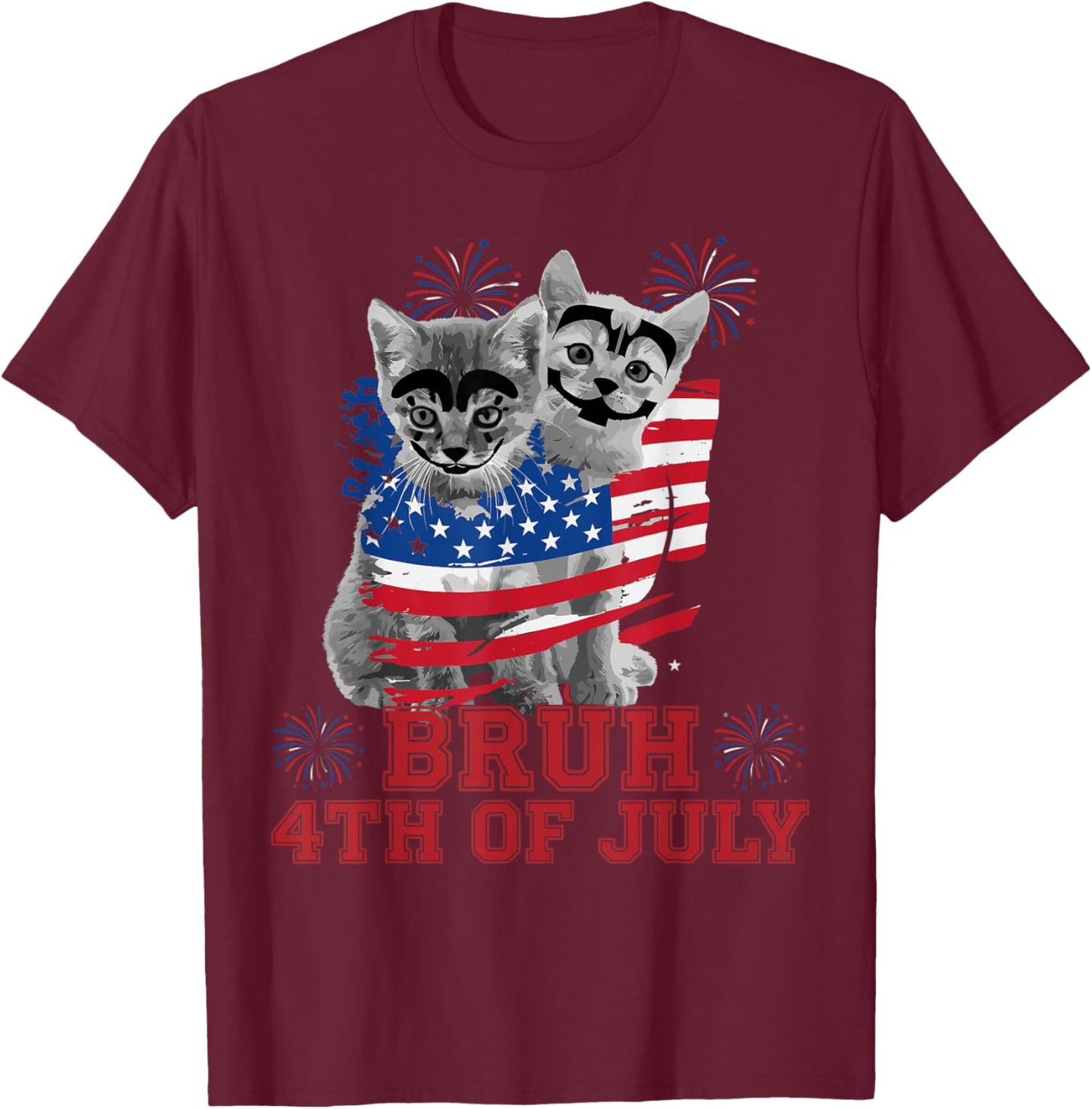 Funny Bruh 4th of July Boys Kids Flag T-Shirt - T-Shirt | Maroon