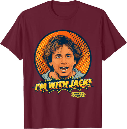 I'm with Jack Tripper Funny Three's Company Retro T-Shirt - T-Shirt | Maroon