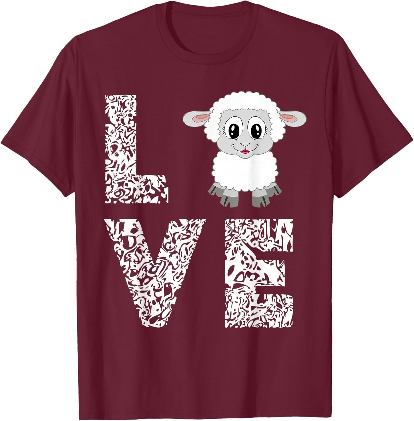 Sheep Lamb Love Livestock Farmer Cattle Sketch Gifts T-Shirt - T-Shirt | Maroon