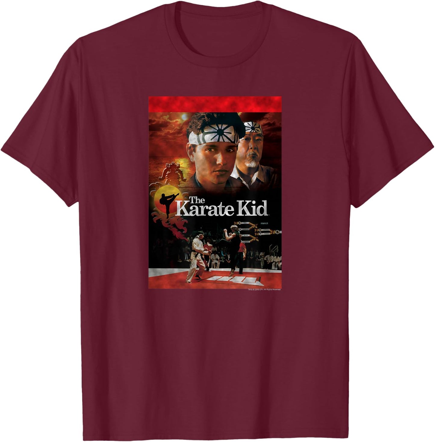 The Karate Kid Movie Poster Distressed Vintage Movie T-Shirt - T-Shirt | Maroon