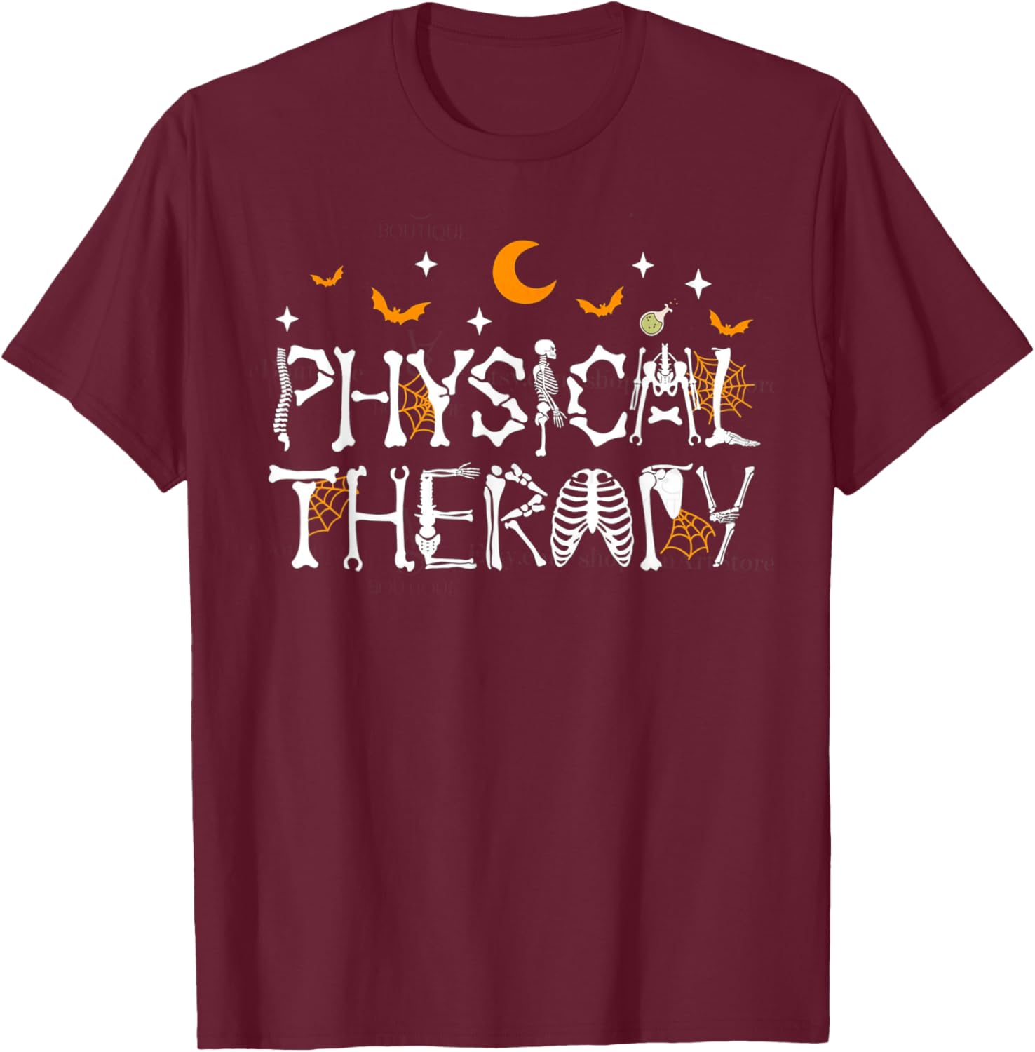 Halloween Physical Therapy Skeleton Pediatric PT PTA DPT T-Shirt - T-Shirt | Maroon
