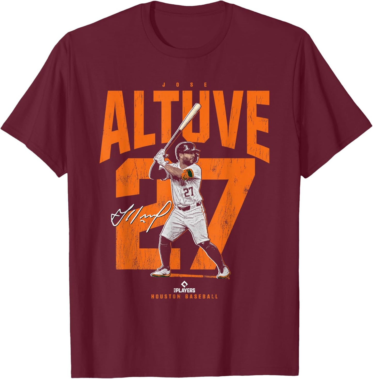 License Champs | Jose Altuve Houston Baseball Player Novelty - Blue, -Adult, Small, Short Sleeve T-Shirt - T-Shirt | Maroon