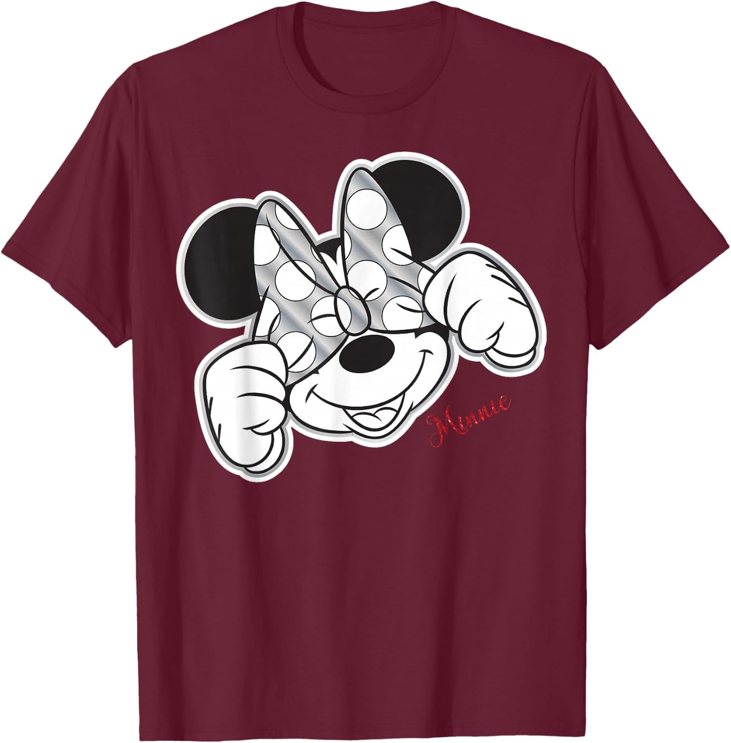 Disney - Minnie Mouse Bow Over Eyes T-Shirt - T-Shirt | Maroon