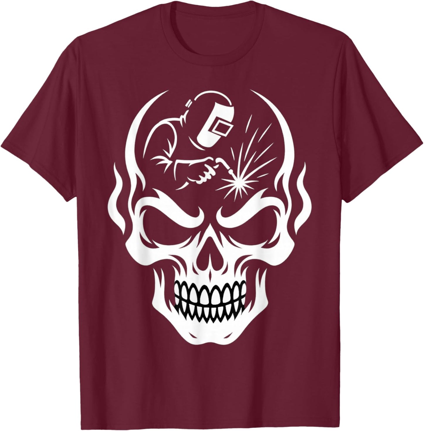 Welder Skull Welding Humor Metalworker T-Shirt - T-Shirt | Maroon