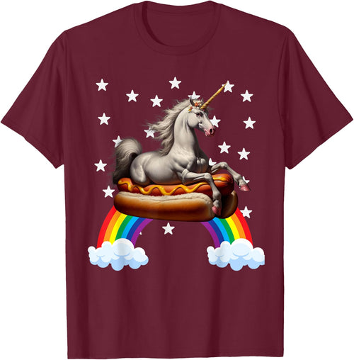Unicorn Riding Hot Dog Boys Girls Women Kids Teen Mother Mom