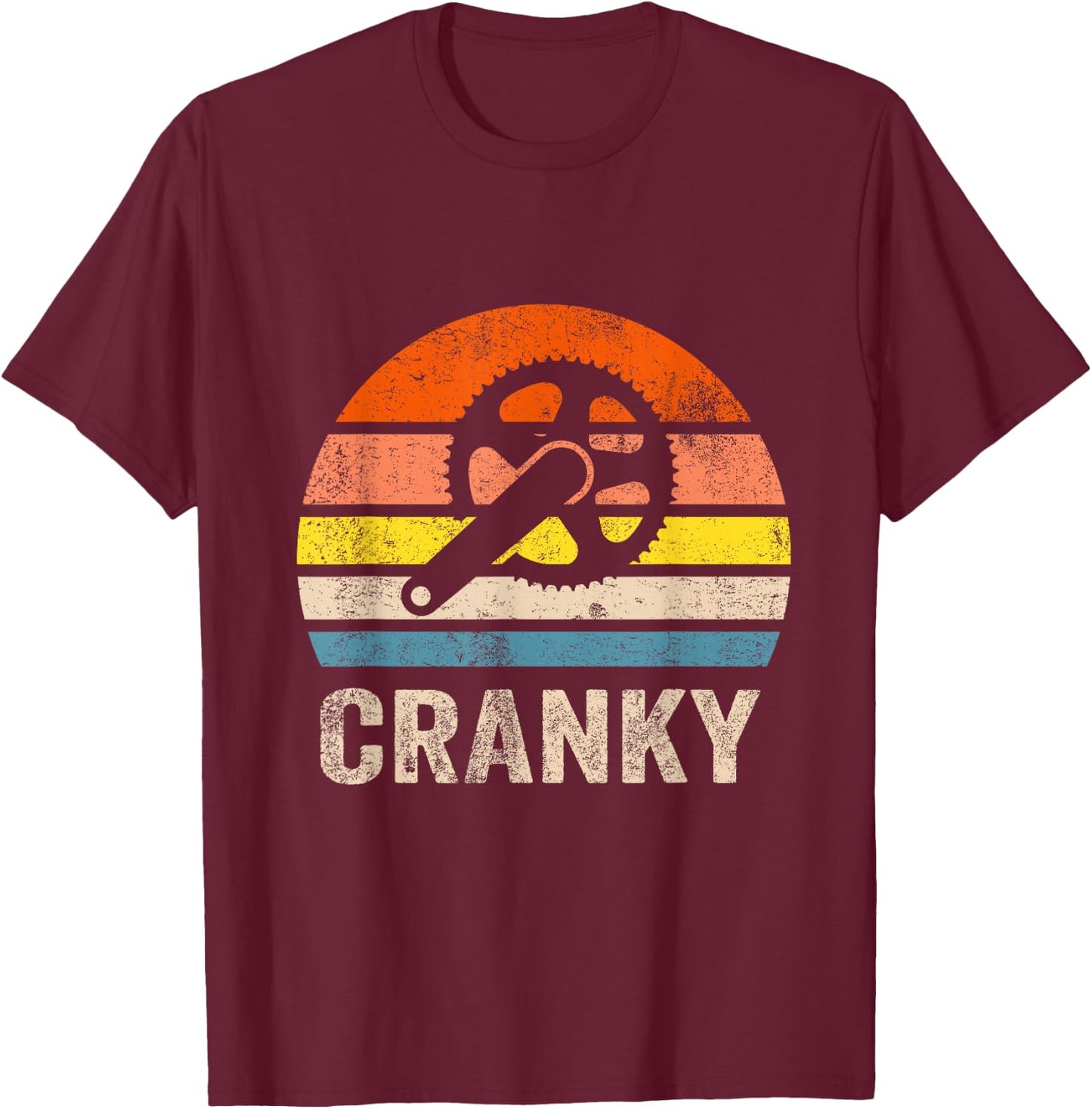 Cranky Vintage Sun funny Bicycle Lovers Cycling Cranky T-Shirt - T-Shirt | Maroon