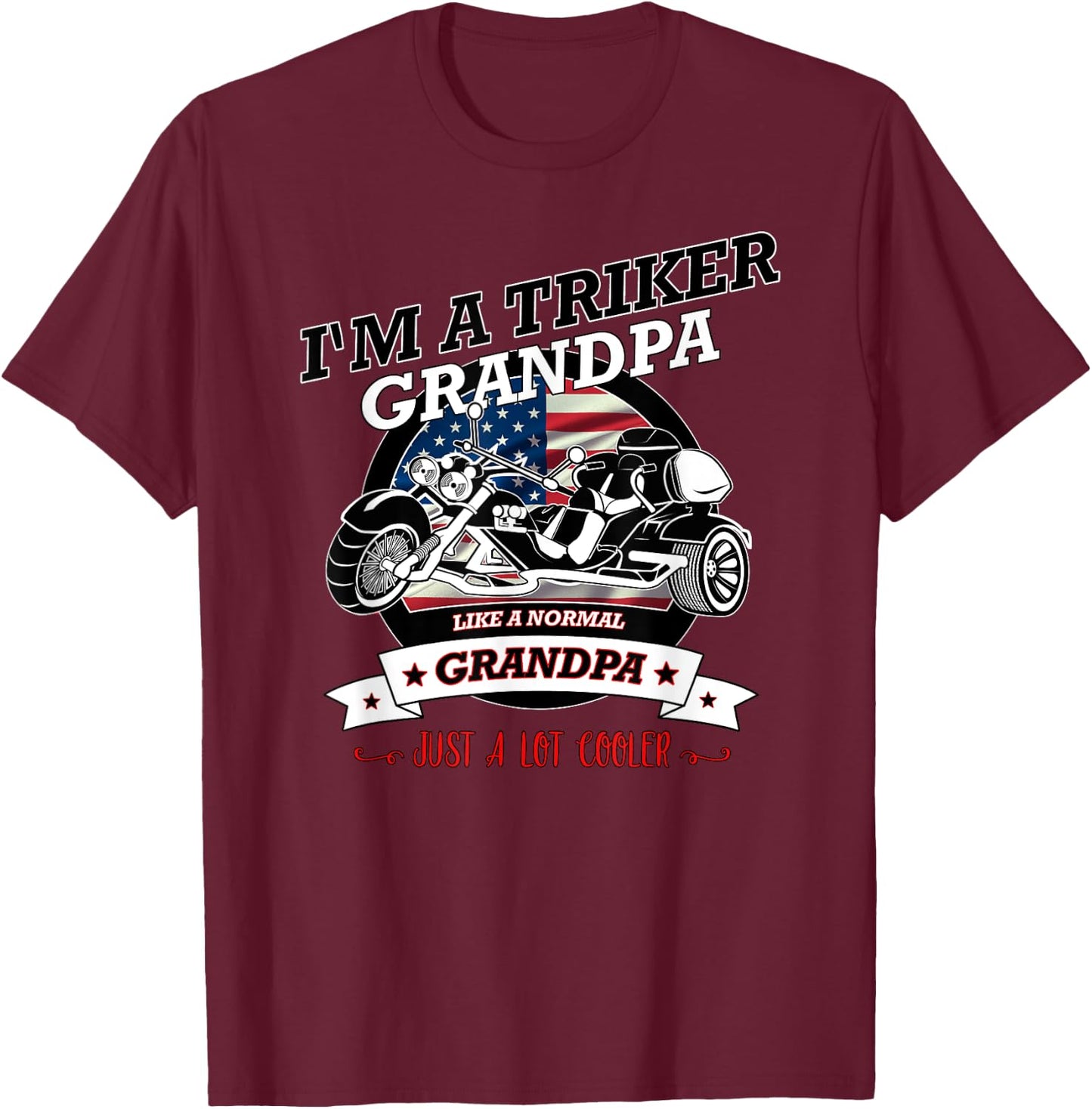 Cool USA Triker Grandpa, Trike Gift Design T-Shirt - T-Shirt | Maroon