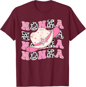 Nonna Pink Rodeo CowGirl Western Retro Groovy T-Shirt - T-Shirt | Maroon