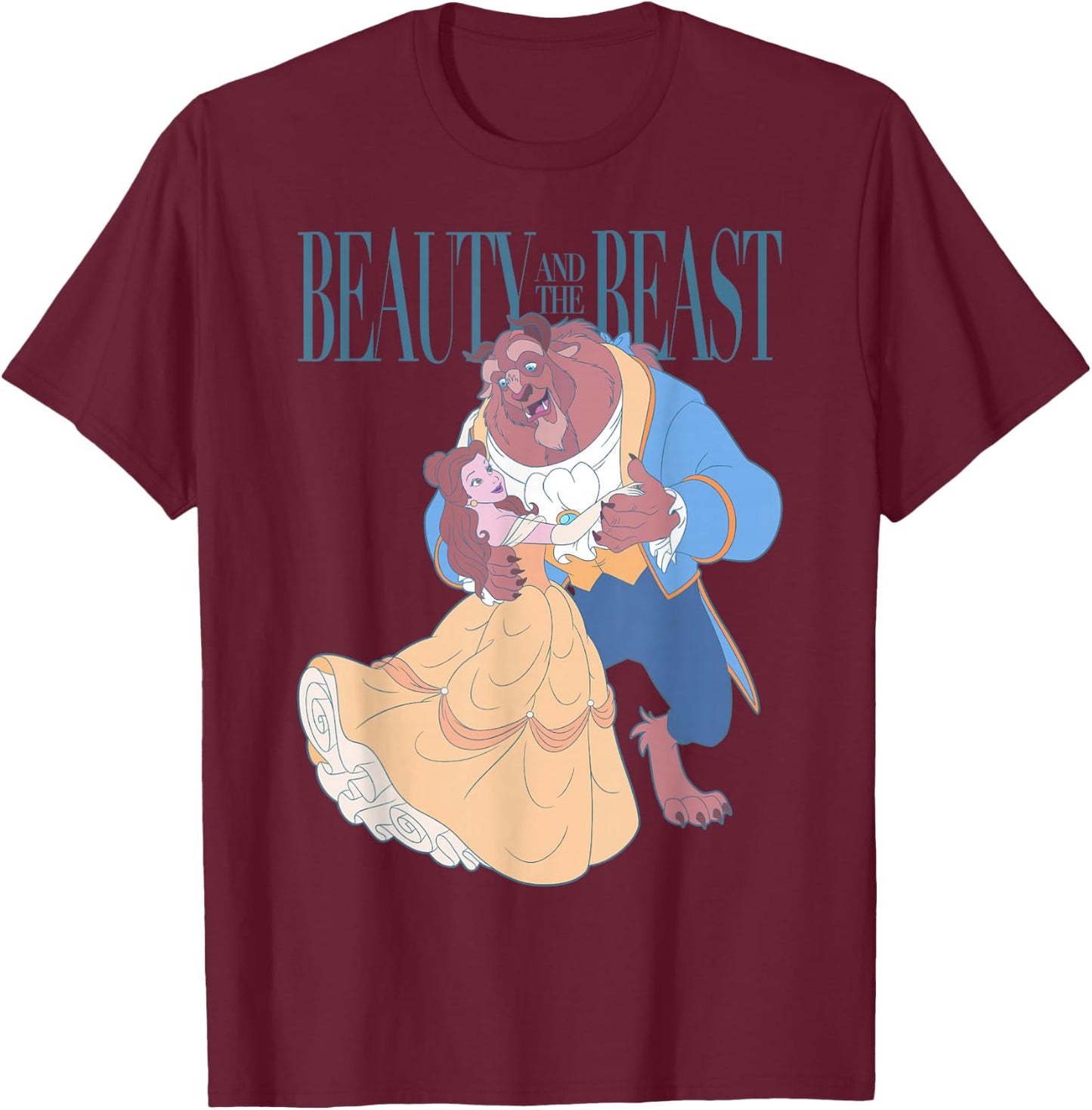 Disney Beauty and The Beast Belle and Beast Classic Portrait Small T-Shirt - T-Shirt | Maroon