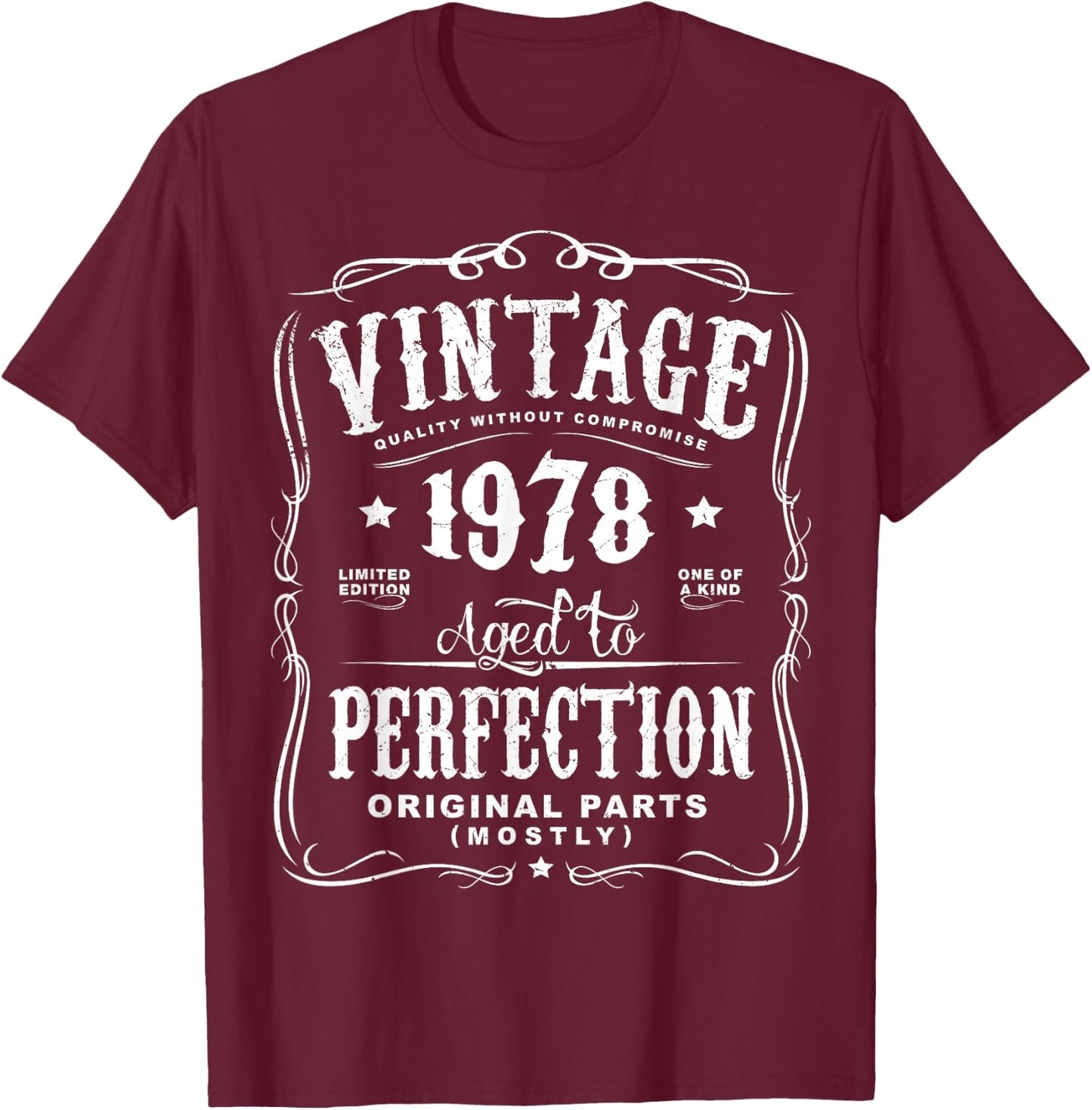 Vintage Made In 1978 40th Birthday Gift T-Shirt - T-Shirt | Maroon