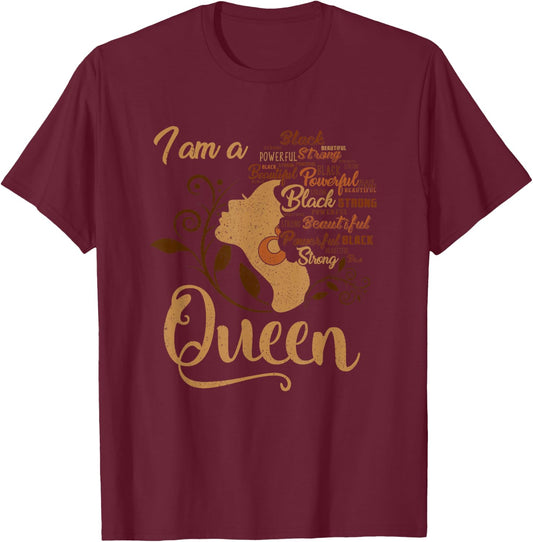 Strong Black I'm a Queen African American Afro BLM T-Shirt - T-Shirt | Maroon