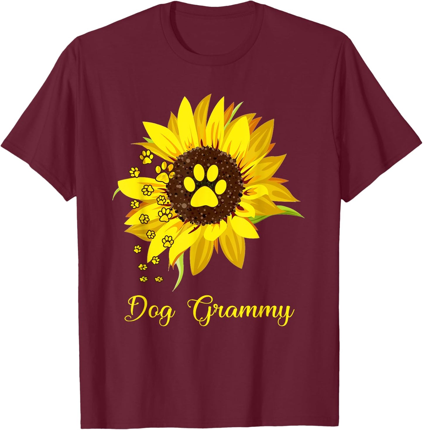 Dog Grammy Sunflower Gift Love Dogs and Flowers Women T-Shirt - T-Shirt | Maroon