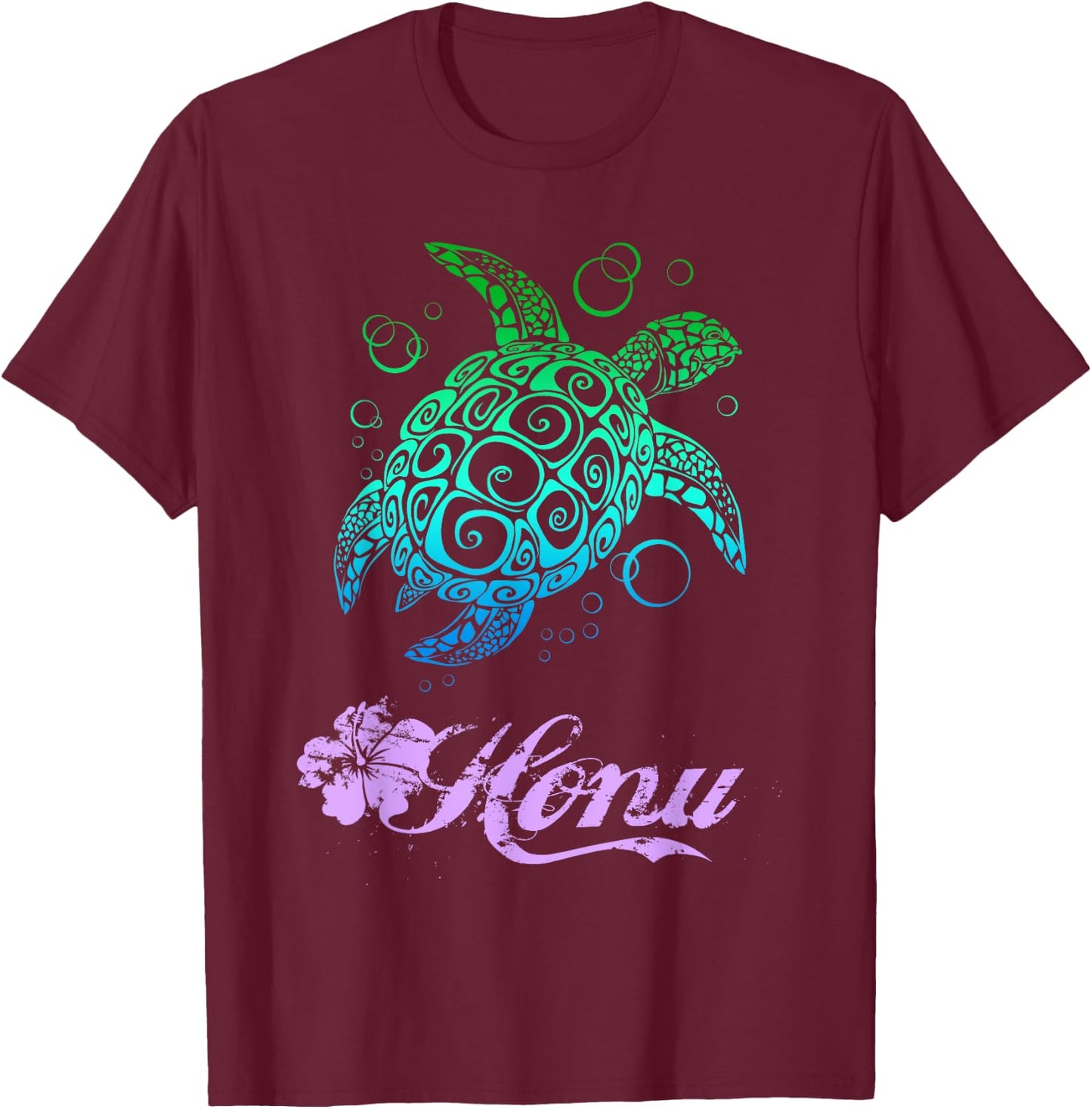 Hawaiian Honu Sea Turtle T Shirt T-Shirt - T-Shirt | Maroon