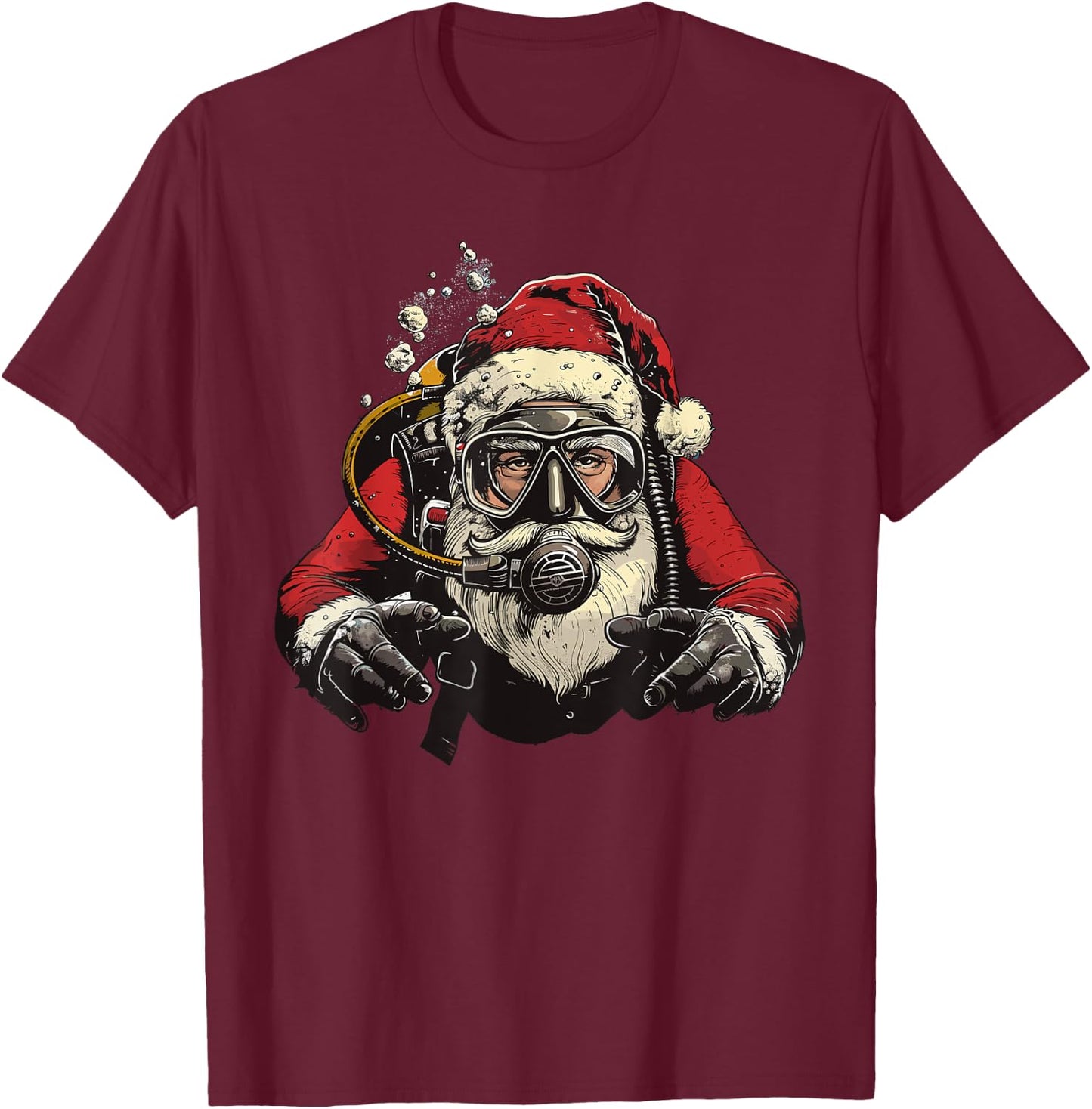 Funny Diver Men Women Christmas Xmas Santa Scuba Diving T-Shirt - T-Shirt | Maroon