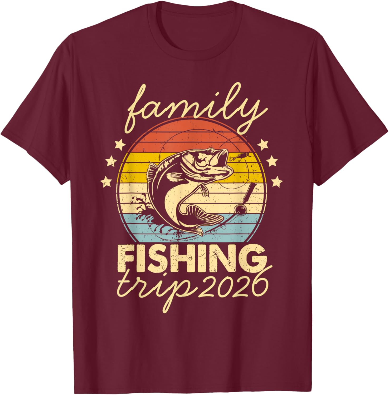 Family Fishing Trip 2026 Matching Squad Men Women Kids Fish T-Shirt - T-Shirt | Maroon