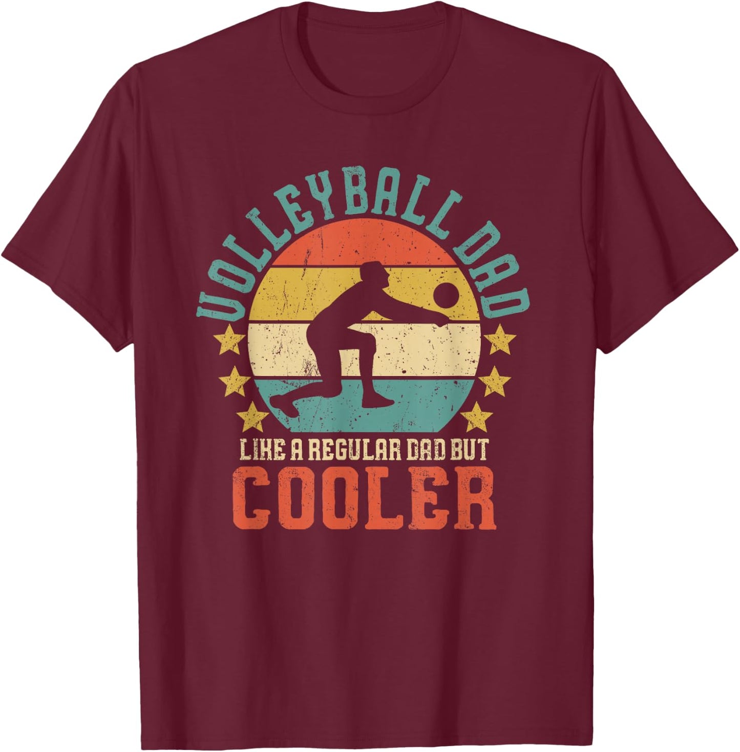 Volleyball Dad Vintage Volleyball Player Father's Day Gift T-Shirt - T-Shirt | Maroon