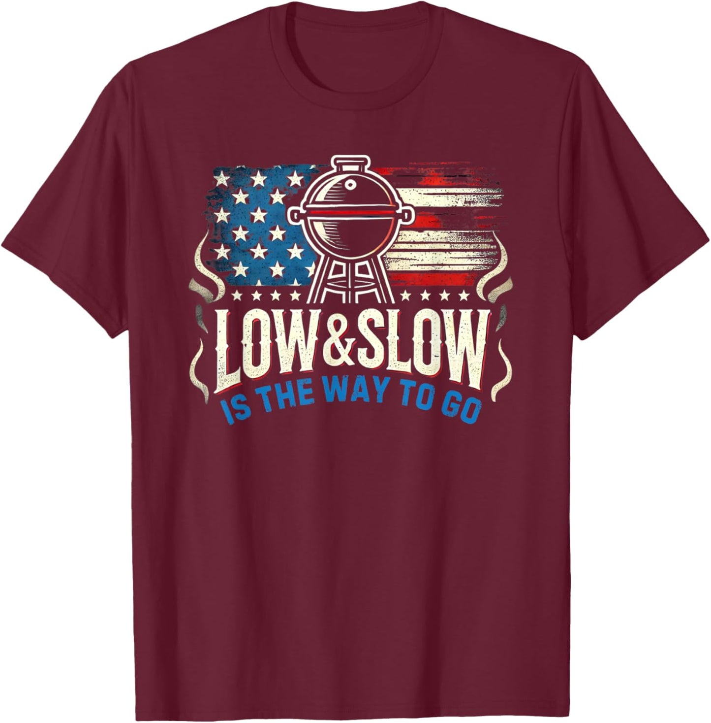 Patriotic BBQ Smoker Meat Smoking USA Grilling Barbecue T-Shirt - T-Shirt | Maroon