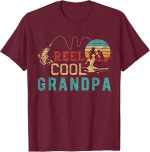 Grandpa shirt Vintage Reel cool Grandpa Fish fishing T-Shirt - T-Shirt | Maroon