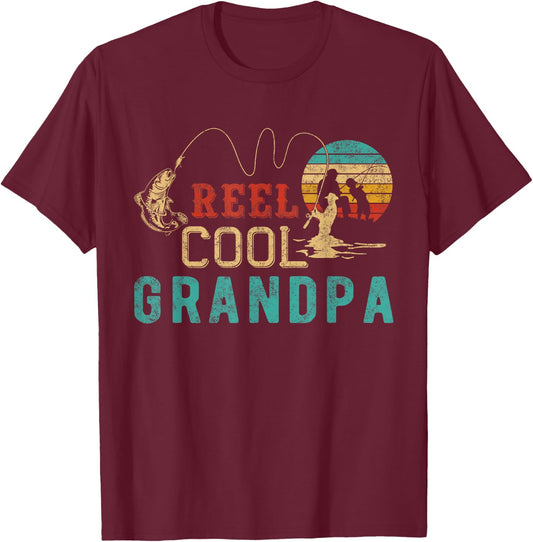 Grandpa shirt Vintage Reel cool Grandpa Fish fishing T-Shirt - T-Shirt | Maroon