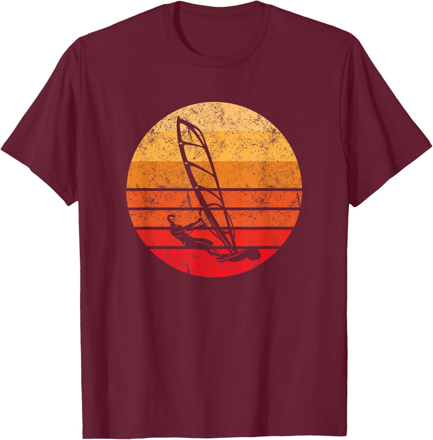 Windsurf, Windsurfing Shirt Retro Style Sunset Vintage T-Shirt - T-Shirt | Maroon