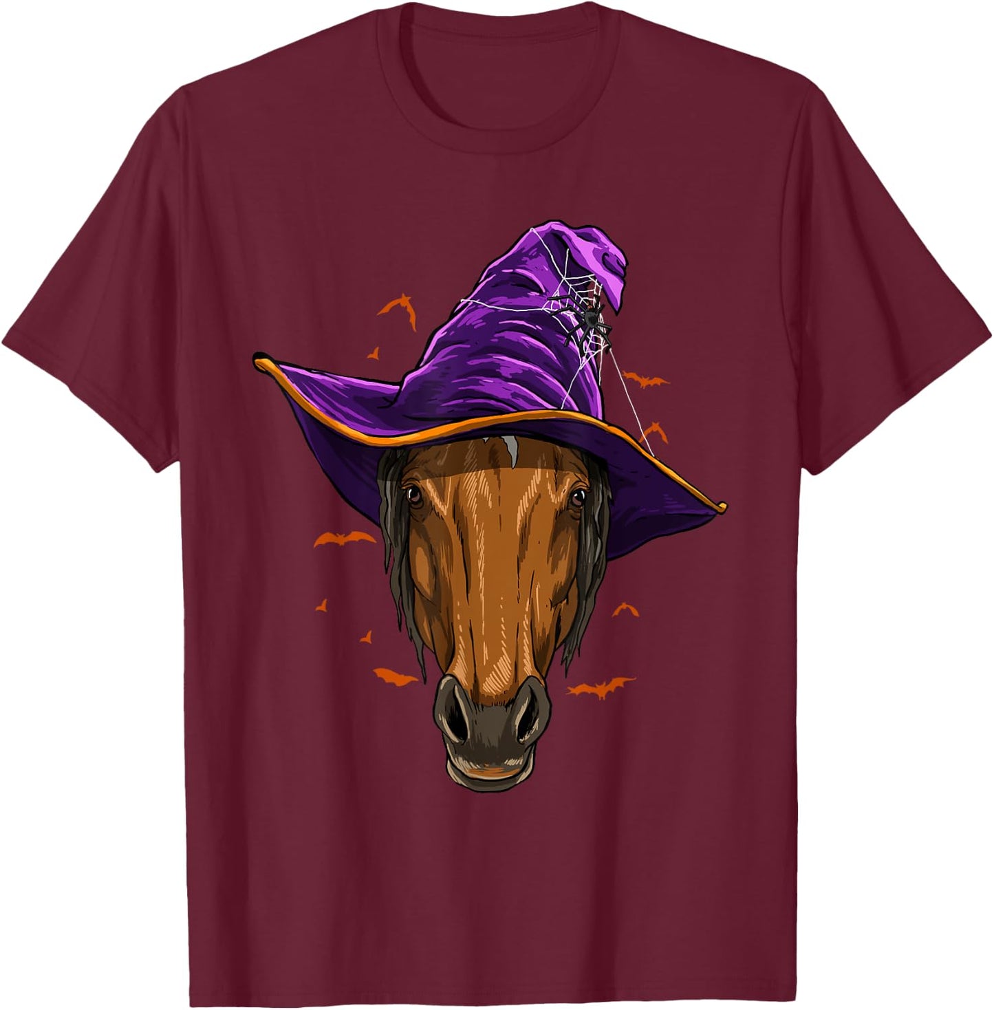 Horse Witch Hat Funny Halloween Horse Lover Whisperer T-Shirt - T-Shirt | Maroon
