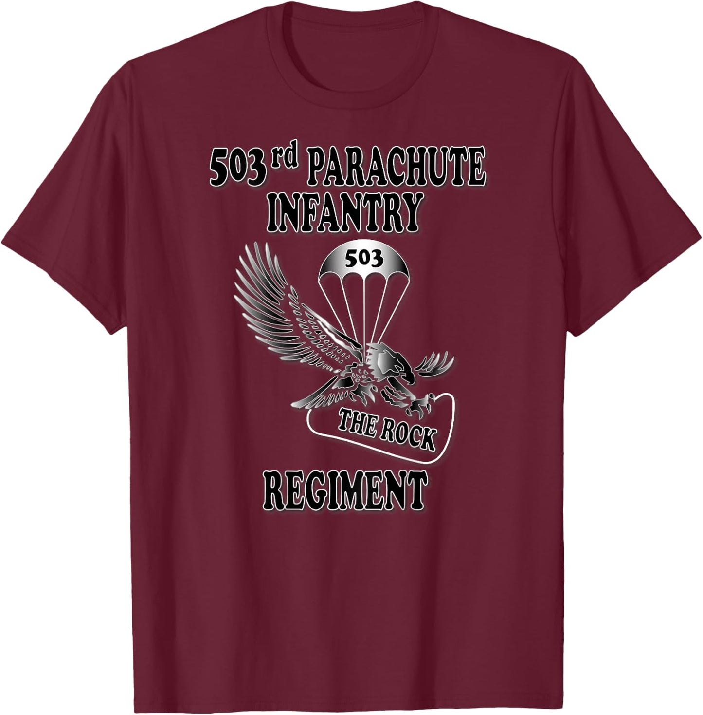 503rd Parachute Infantry Regiment (Back) T-Shirt - T-Shirt | Maroon