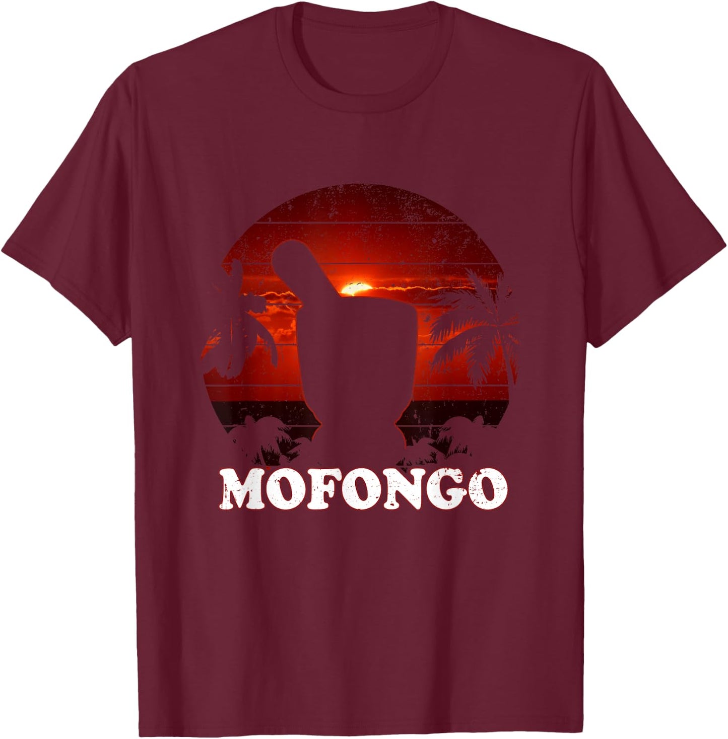 Funny Puerto Rican Food Mofongo Pilon Palm Trees Sunset Gift T-Shirt - T-Shirt | Maroon