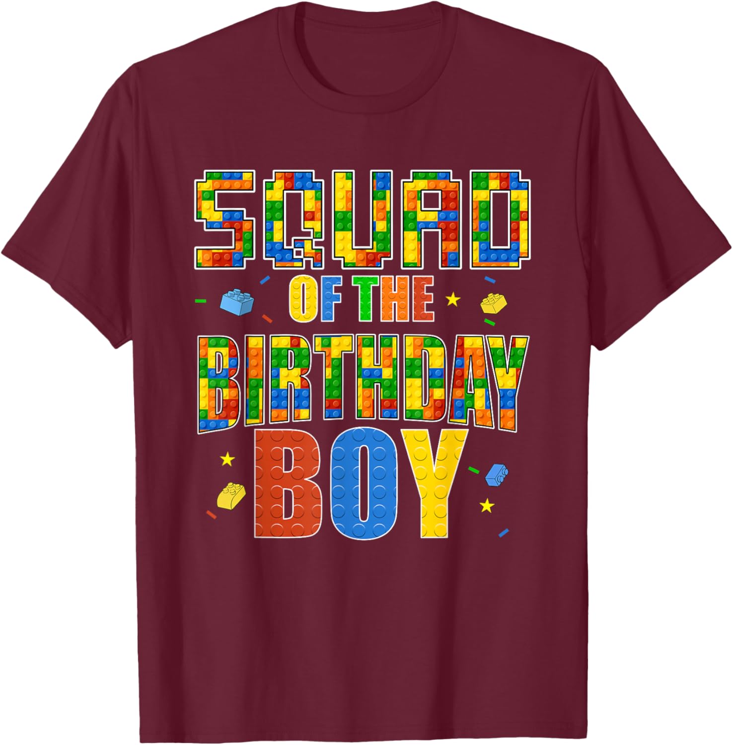 Squad of The Birthday Boy Master Builder Building Blocks T-Shirt - T-Shirt | Maroon