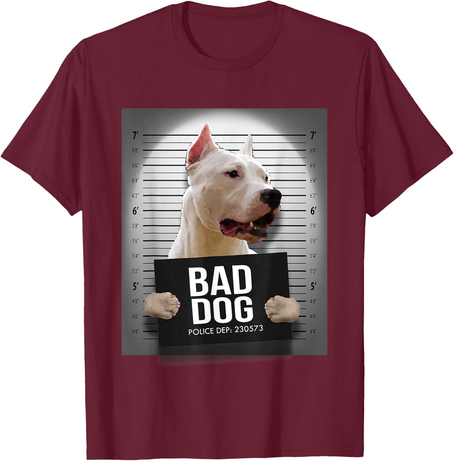 Dogo Argentino Mugshot Shirt T-Shirt - T-Shirt | Maroon