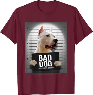 Dogo Argentino Mugshot Shirt T-Shirt - T-Shirt | Maroon