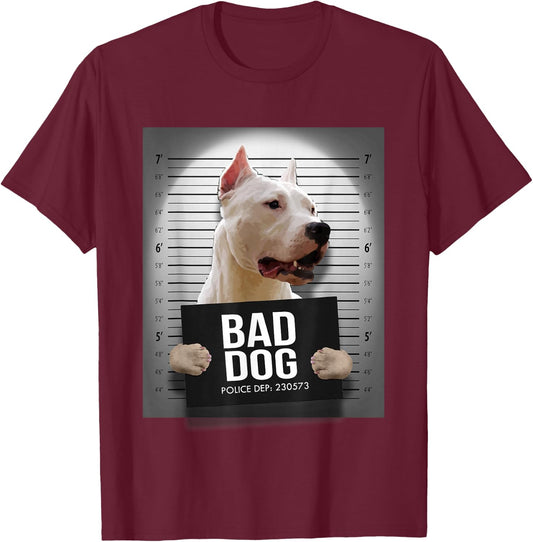 Dogo Argentino Mugshot Shirt T-Shirt - T-Shirt | Maroon