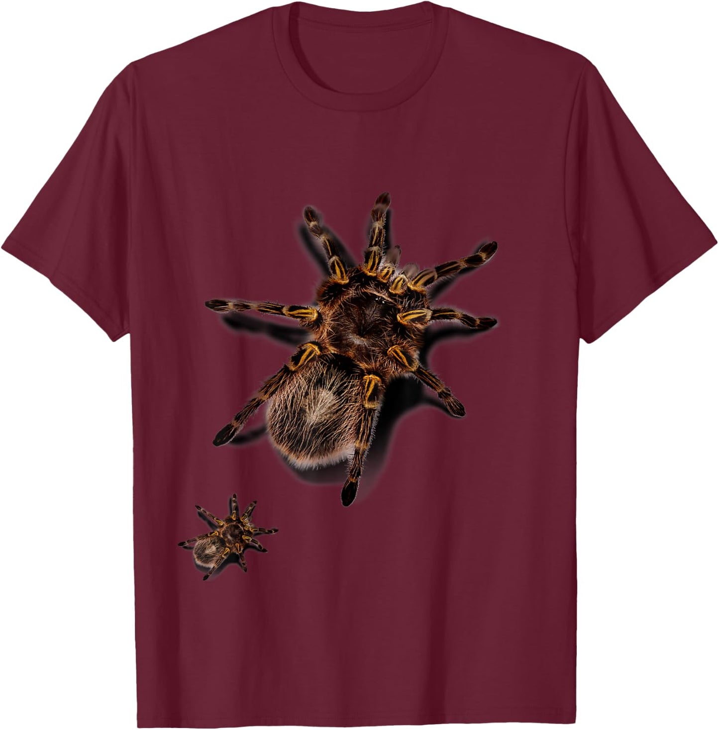 Giant Tarantula Spider Crawling Up, Prank T-Shirt - T-Shirt | Maroon