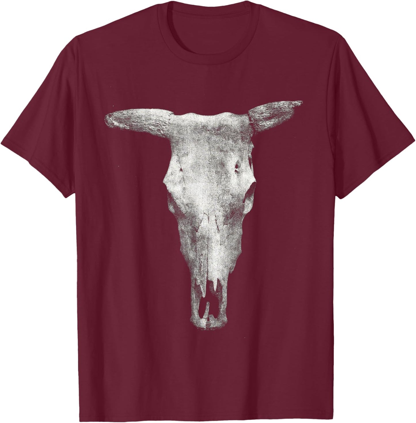 Cow Skull Western cowboy cowgirl Graphic T-Shirt - T-Shirt | Maroon