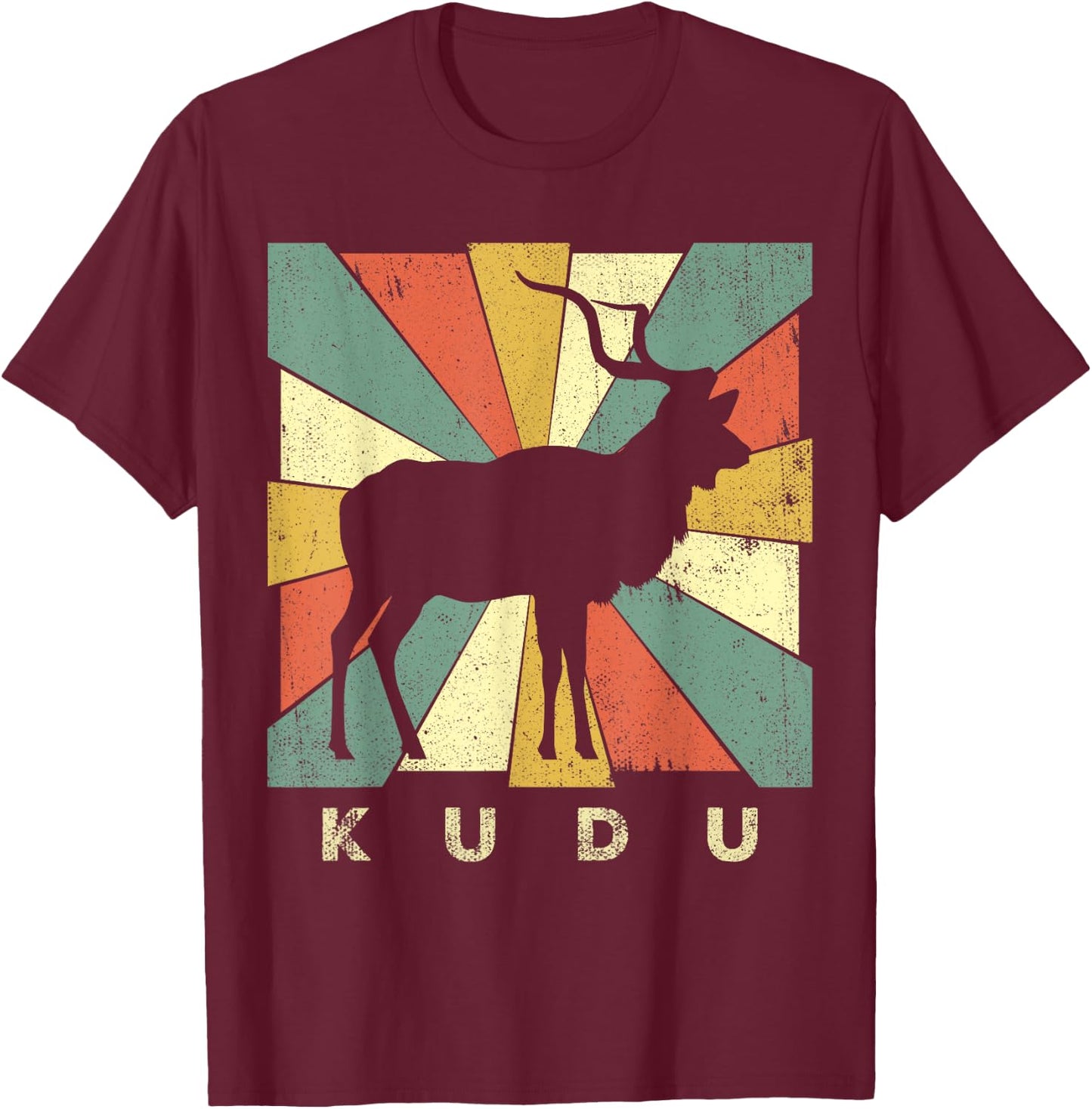 Vintage Kudu Lover Retro Style Animal T-Shirt - T-Shirt | Maroon