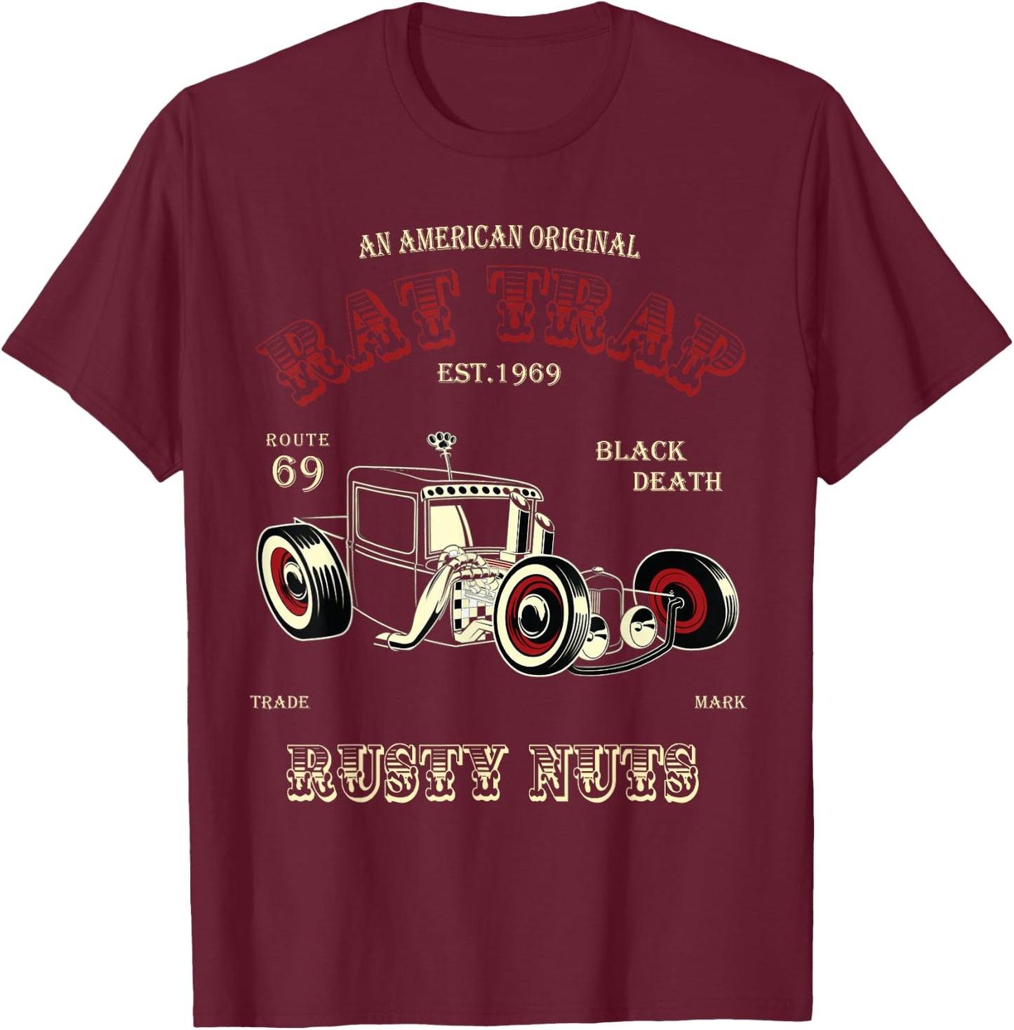 Rat Rod Rat Trap Roadster Shirt T-Shirt - T-Shirt | Maroon