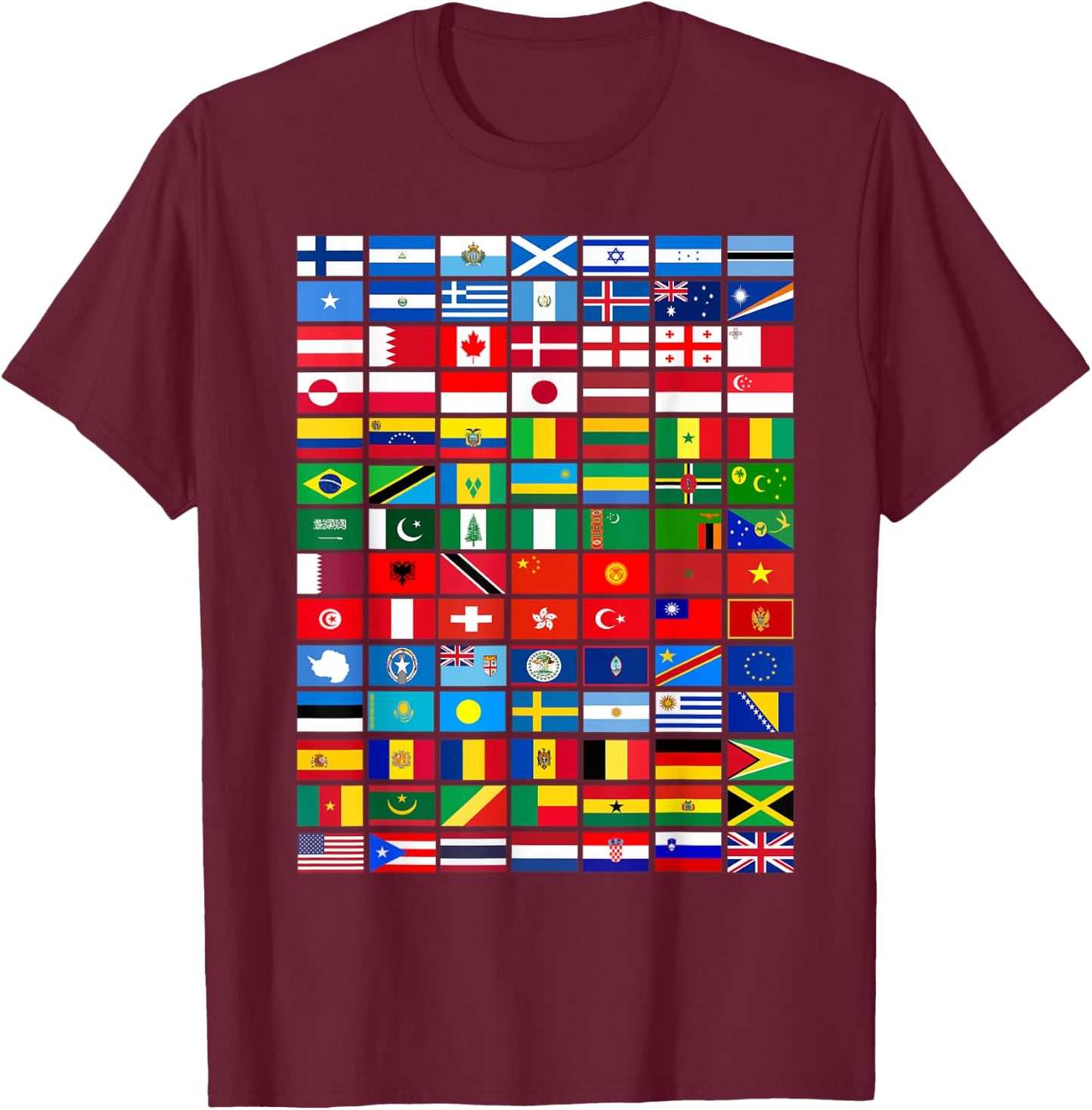 Flags of the Countries of the World, International T-Shirt - T-Shirt | Maroon