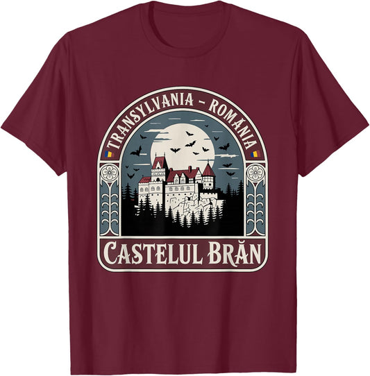 Transylvania Romania Castelul Bran Souvenir T-Shirt - T-Shirt | Maroon