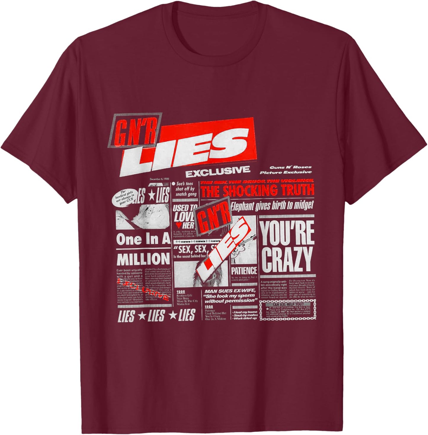 Guns N' Roses Official Lies T-Shirt - T-Shirt | Maroon