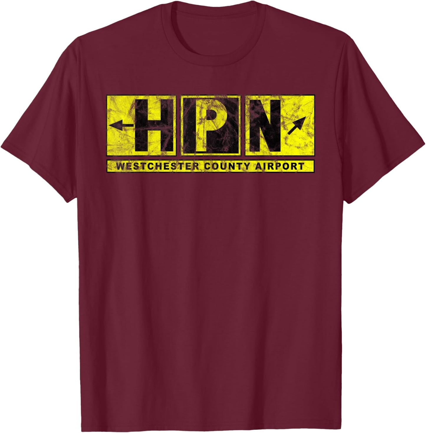 HPN Westchester County Airport Taxiway Sign Pilot Vintage T-Shirt - T-Shirt | Maroon