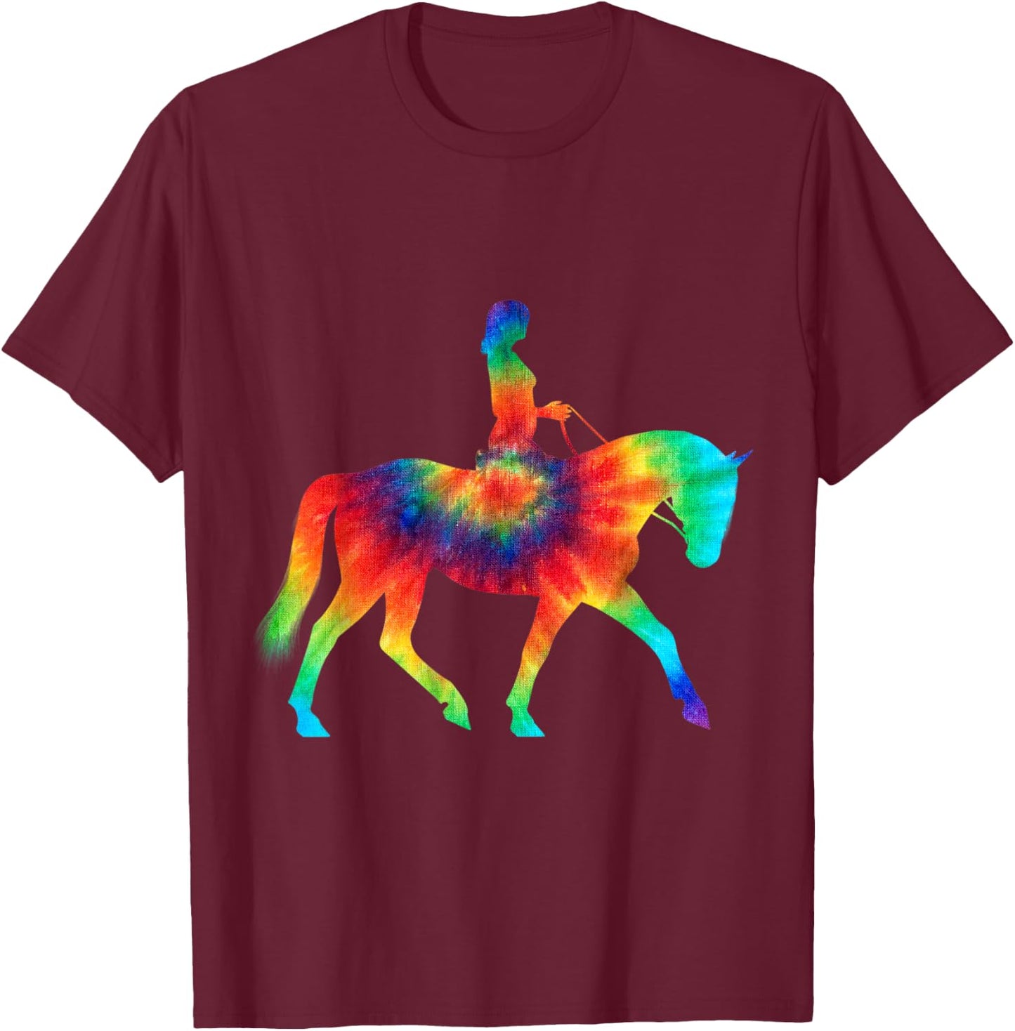 Tie Dye Horse Tie Dyed Polo Player Horseback Riding T Shirt T-Shirt - T-Shirt | Maroon