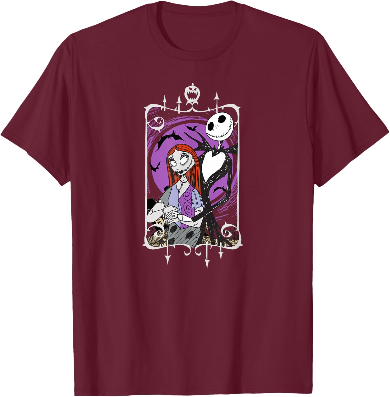 The Nightmare Before Christmas - Jack Skeleton Full Moon T-Shirt - T-Shirt | Maroon